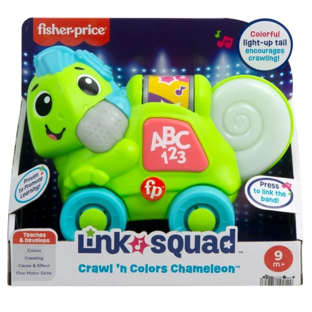 🆕 Fisher-Price Link Squad Crawl ‘n Colors Chameleon Learning Toy Music & Lights